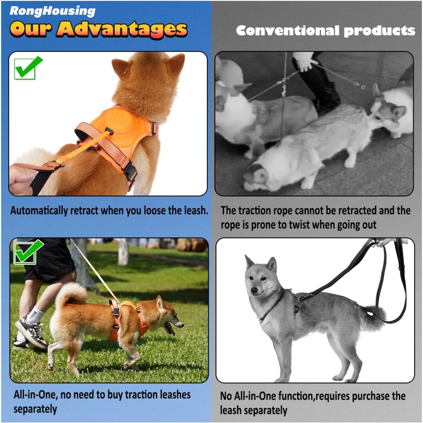 "πΎ Ultimate Dog Walk Combo: Harness & Retractable Leash Set! π Anti-Burst, Flexible, Breathable - Perfect for Daily Walks!"